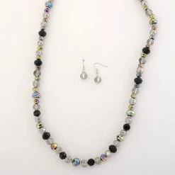 Budget 🤩 Ashley-Cooper Sets Ashley Cooper™ Silver Plated Grey & Jet Bead Necklace & Earrings 🎉