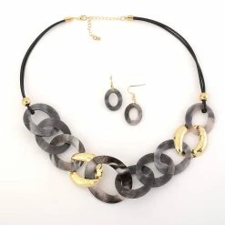 Best deal 😍 Ashley-Cooper Jewelry & ⌚ Watches Ashley Cooper™ Black And Grey Link Necklace And Earrings Set 💯