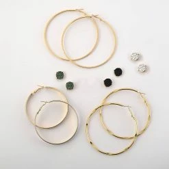 Cheapest ❤️ Ashley-Cooper Ashley Cooper™ 6pc. Jet Green & Silver Glitter Paper Earrings Set ✔️