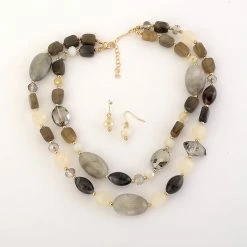 Discount 💯 Ashley-Cooper Sets Ashley Cooper™ 2 Row Marble And Beads Necklace And Earrings Set ✔️