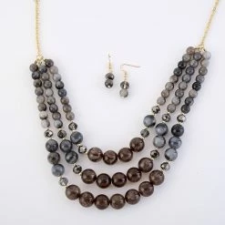 Coupon 🔥 Ashley-Cooper Sets Ashley Cooper™ Black And Grey Beaded Necklace And Earrings Set 😉