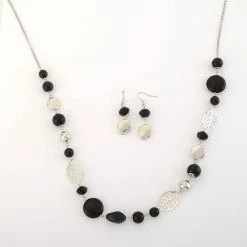 Coupon 😉 Ashley-Cooper Sets Ashley Cooper™ Silver Plated Black Beaded Necklace & Earrings Set 👍