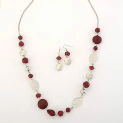 Best deal 🛒 Ashley-Cooper Sets Ashley Cooper™ Silver Plated Red Beaded Necklace And Earrings Set 😍