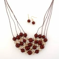 Discount ✔️ Ashley-Cooper Sets Ashley Cooper™ Multi-Row Red Bead Necklace And Earrings Set 🔔
