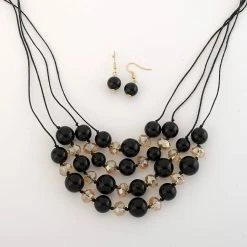 Best deal 🛒 Ashley-Cooper Sets Ashley Cooper™ Multi-Row Black Bead Necklace And Earrings Set 😉
