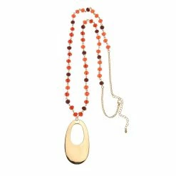 Best deal ✔️ Ashley-Cooper Necklaces & Pendants Ashley Cooper™ Red Glass Beaded Necklace With Gold Pendant 🤩