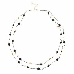 New 😀 Ashley-Cooper Necklaces & Pendants Ashley Cooper™ Double Row Black And Gold Chain Break Necklace 👍