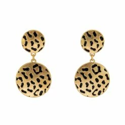Best deal ⭐ Ashley-Cooper Ashley Cooper™ Gold-Tone Leopard Print Double Drop Earrings 🧨