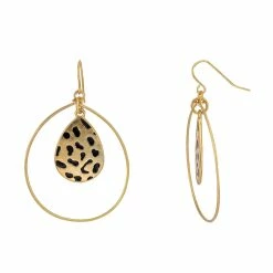 Budget 🤩 Ashley-Cooper Ashley Cooper™ Gold-Tone Orbital Leopard Center Teardrop Earrings ⭐
