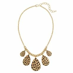 New ❤️ Ashley-Cooper Necklaces & Pendants Ashley Cooper™ Gold-Tone Short 5-Part Leopard Teardrop Necklace 😍