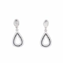Best Pirce ❤️ Ashley-Cooper Ashley Cooper™ Hematite Stone Accented Frame Teardrop Earrings 💯
