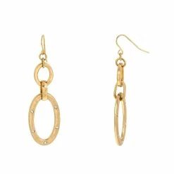 Best Pirce 🌟 Ashley-Cooper Ashley Cooper™ Gold-Tone Crystal Stone Open Double Link Earrings 💯