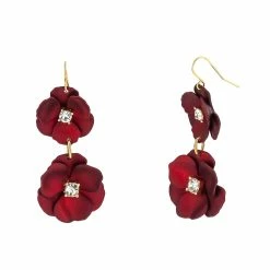 Buy 😉 Ashley-Cooper Ashley Cooper™ Double Red Enamel Flower Drop Earrings 🛒