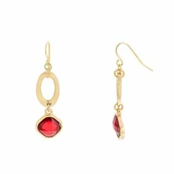 Coupon ✔️ Ashley-Cooper Ashley Cooper™ Gold-Tone Open Link Red Stone Drop Earrings 👍
