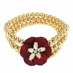 Best Pirce 😍 Ashley-Cooper Bracelets Ashley Cooper™ Gold-Tone 3 Row Beaded Flower Stretch Bracelet 🧨
