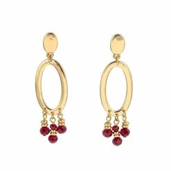 Best deal 🥰 Ashley-Cooper Ashley Cooper™ Gold-Tone Open Oval With Red Bead Drops Earrings 🛒