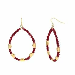 Wholesale ⭐ Ashley-Cooper Ashley Cooper™ Gold-Tone Open Red Beaded Hoop Earrings ✨