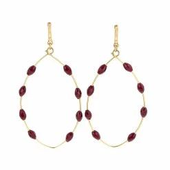 Buy ⌛ Ashley-Cooper Ashley Cooper™ Open Oval And Red Bead Stations Post Top Earrings ✔️
