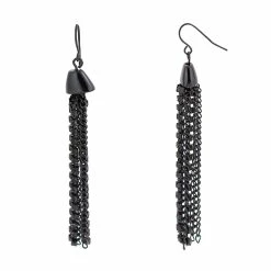 Flash Sale 🌟 Ashley-Cooper Ashley Cooper™ Jet Rhinestone Chain Tassel Fish Hook Earrings ✔️