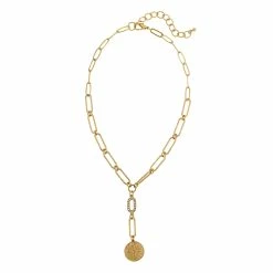 Cheapest ⭐ Ashley-Cooper Necklaces & Pendants Ashley Cooper™ Gold-Tone Open Chain Link Coin Drop Y-Necklace 💯