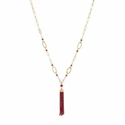 Best deal 🥰 Ashley-Cooper Necklaces & Pendants Ashley Cooper™ Gold-Tone Open Chain Link Beaded Tassel Necklace 🌟