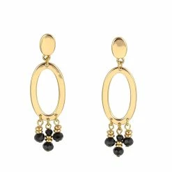 Hot Sale 👏 Ashley-Cooper Ashley Cooper™ Open Oval With Jet Bead Drops Post Top Earrings 🌟