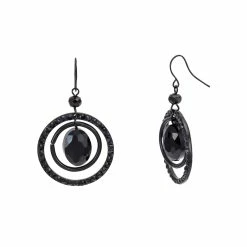 Outlet 👍 Ashley-Cooper Ashley Cooper™ Double Orbital Ring Center Jet Bead Drop Earrings 💯