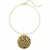 Best deal 🥰 Ashley-Cooper Necklaces & Pendants Ashley Cooper™ Gold-Tone Round Leopard Disc Drop Pendant 😉